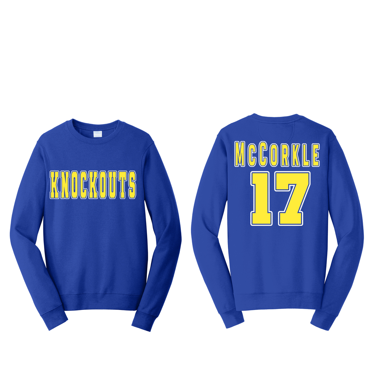 Knockout Block Crew Name and Number on Back