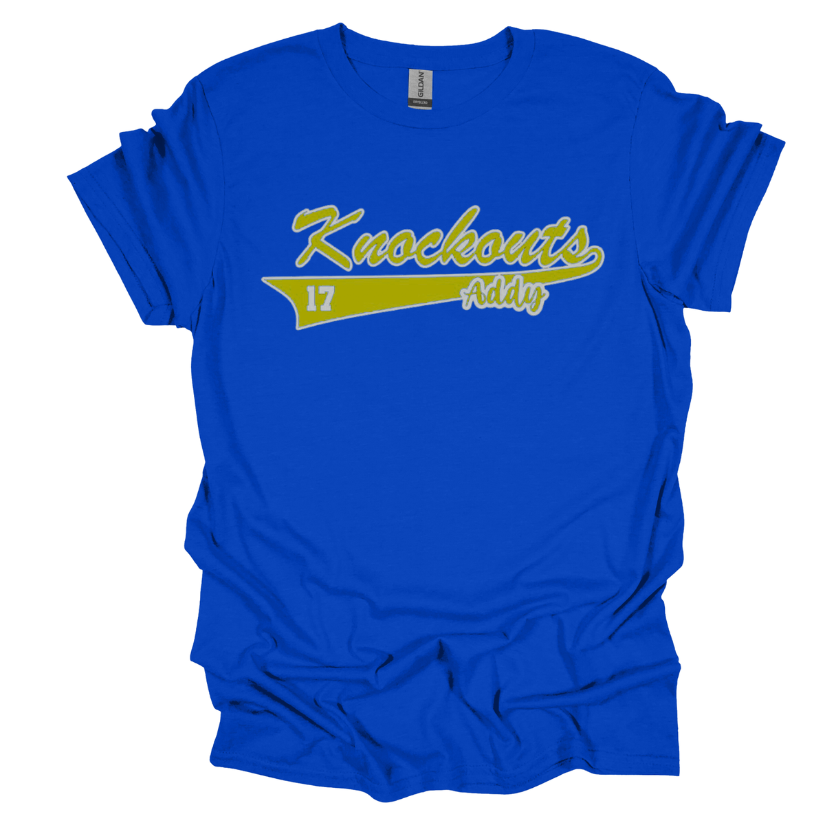 Adult Knockout Script Name and Number on Front